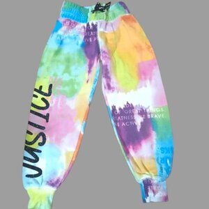Justice Girls Multicolored Joggers/Sweatpants Sz XS 5/6 Drawstring Waist